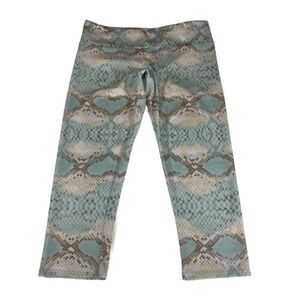 Onzie Leggings Womens M/L Blue Gray Snake Print Capri Yoga Workout